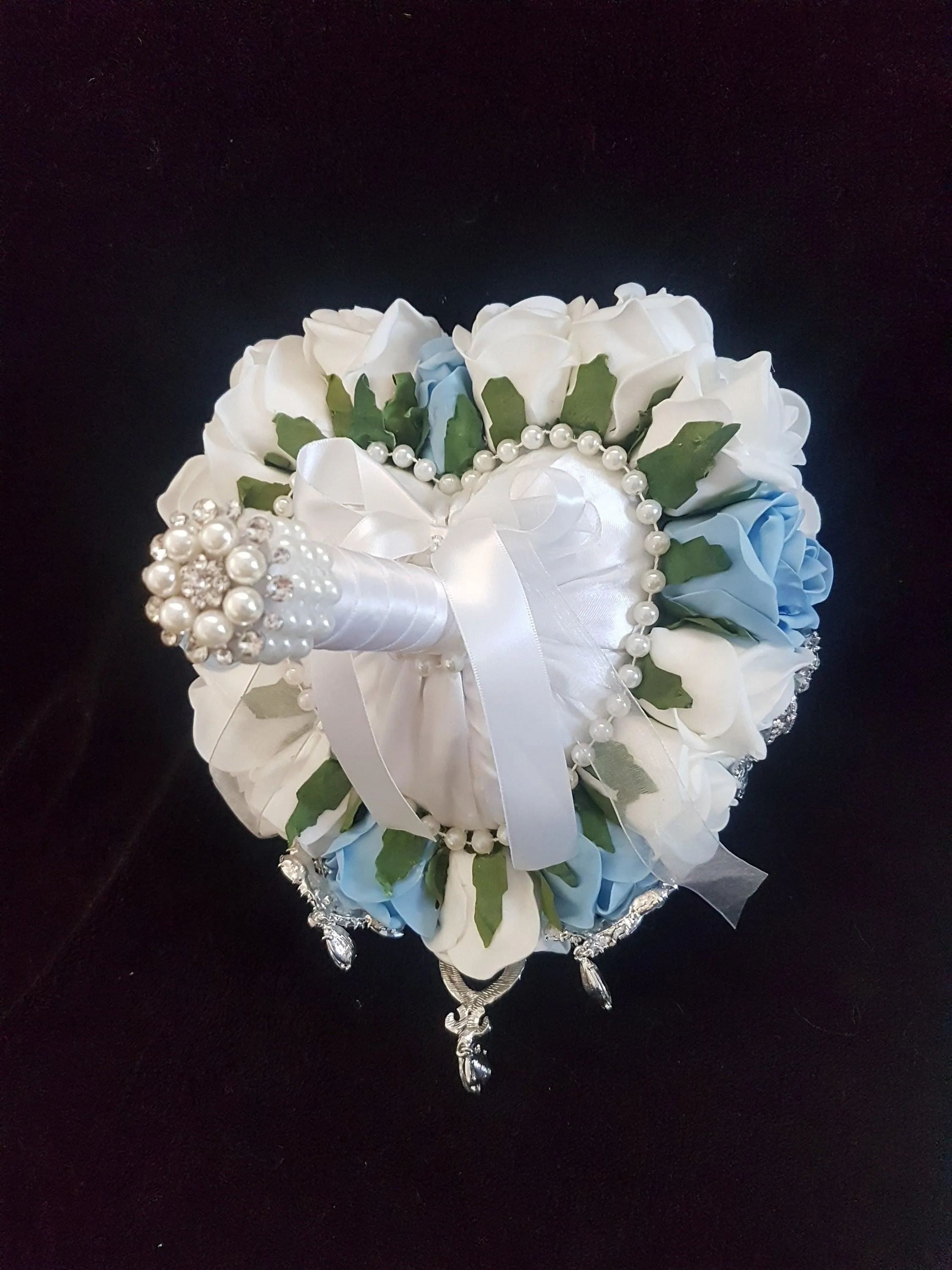 Heart shape brooch bouquet wedding flowers by Crystal wedding uk