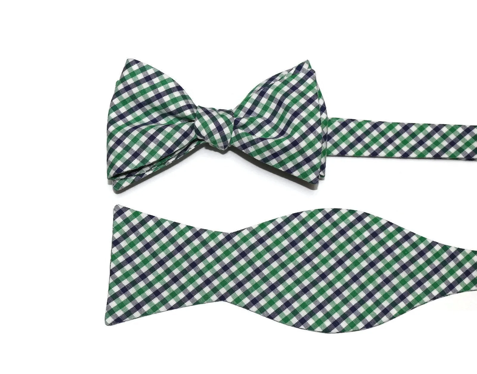 Kelly Green & Navy Tattersall Bow Tie