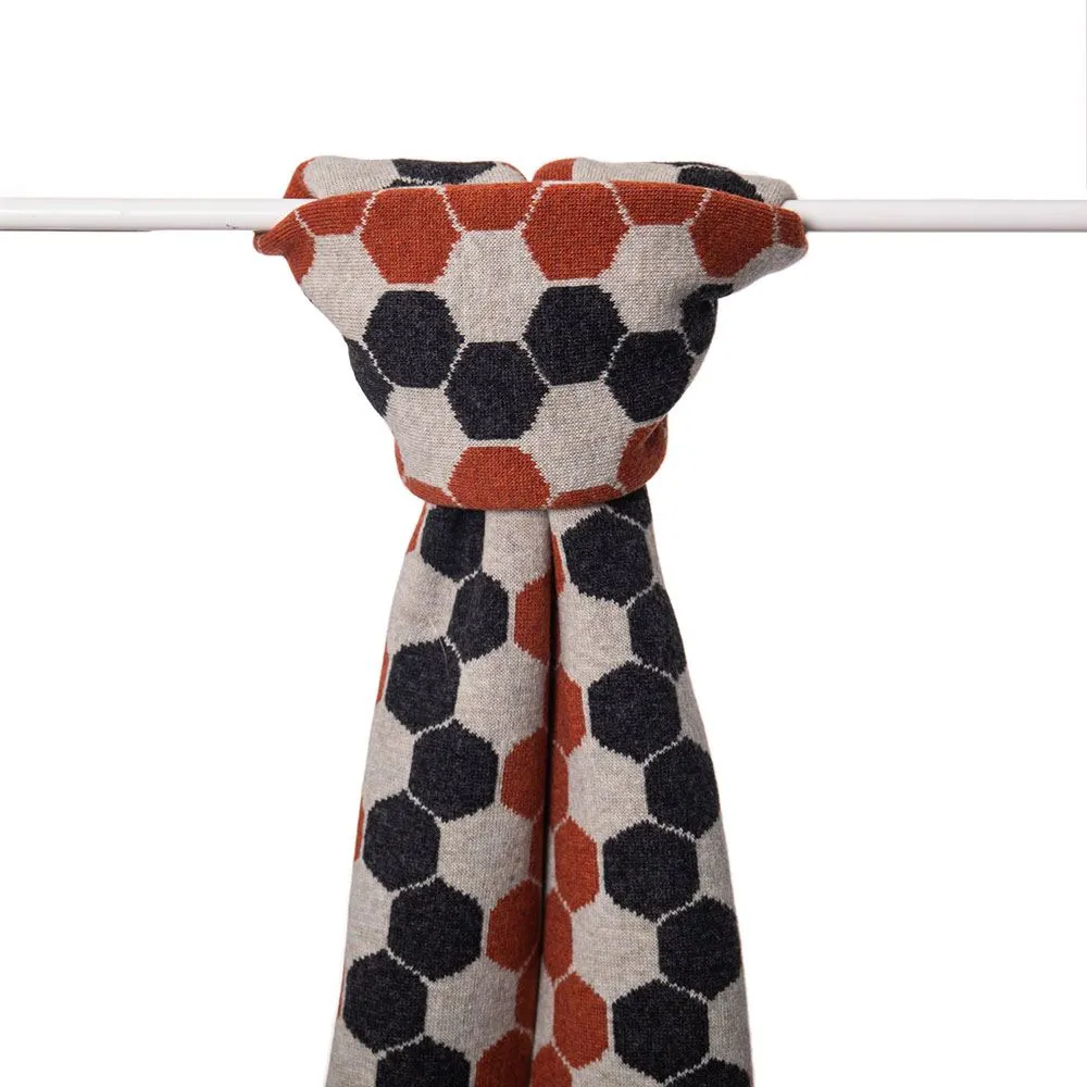 Ladies Lambswool Hexagon Scarf - Burnt Orange