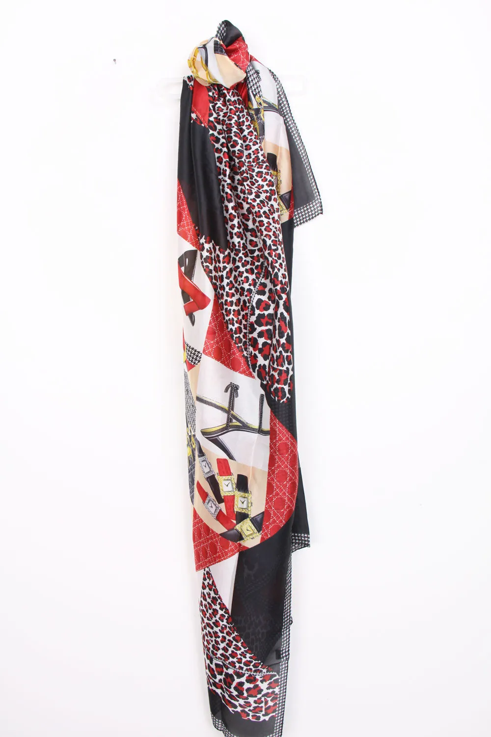 Large Silky Designer Leopard Chain Print Scarf