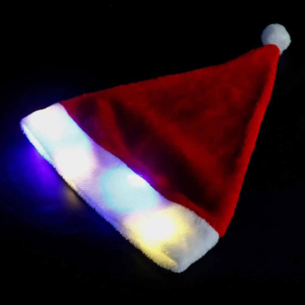 LED Christmas Santa Hat, Blinking Color-Changing Light Up LED Lights(2Pack)