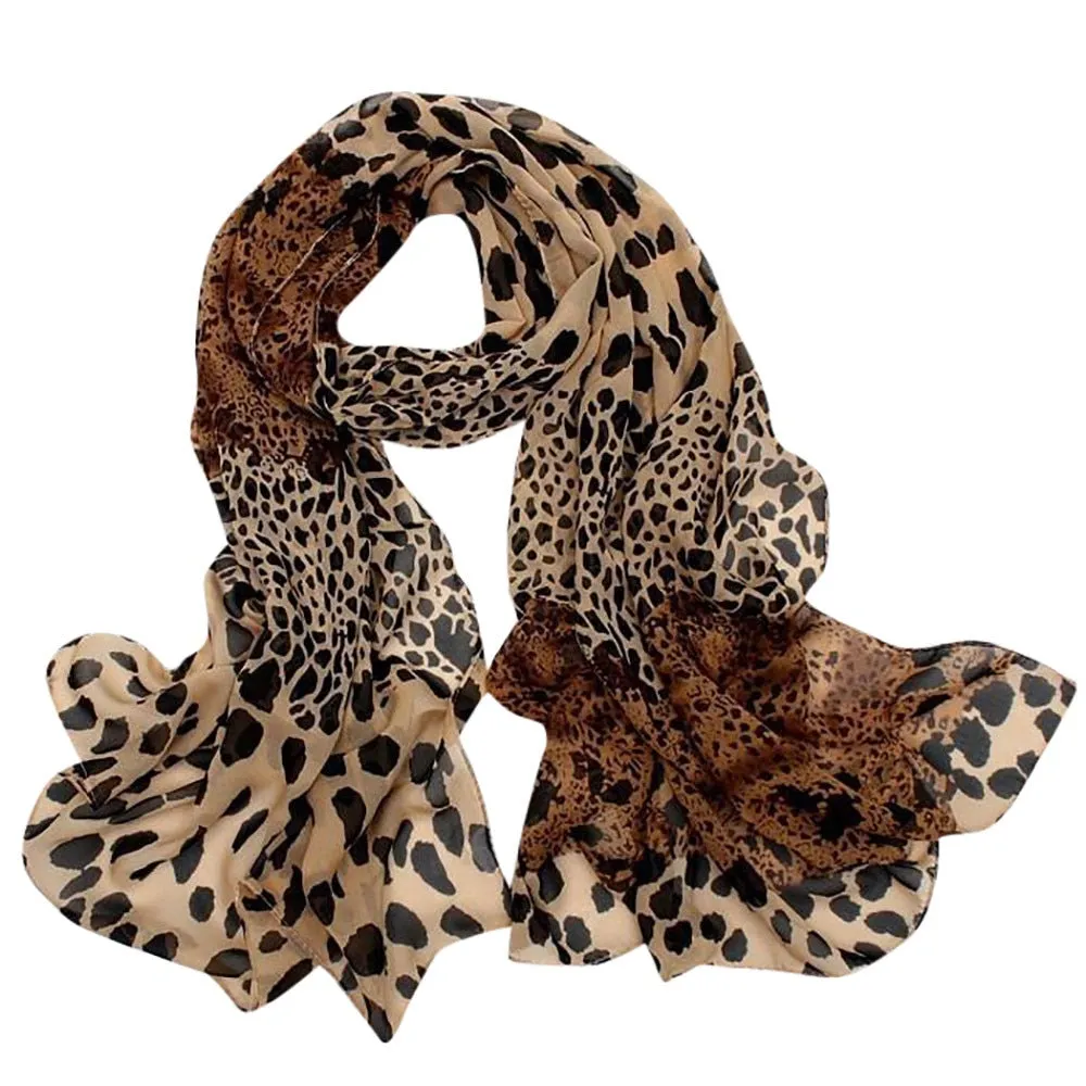 Leopard Print Scarf Women  Little Silk Hair Tie Band Neckerchief Multi-purpose Luxury Chiffon Scarf Woman's Accesories