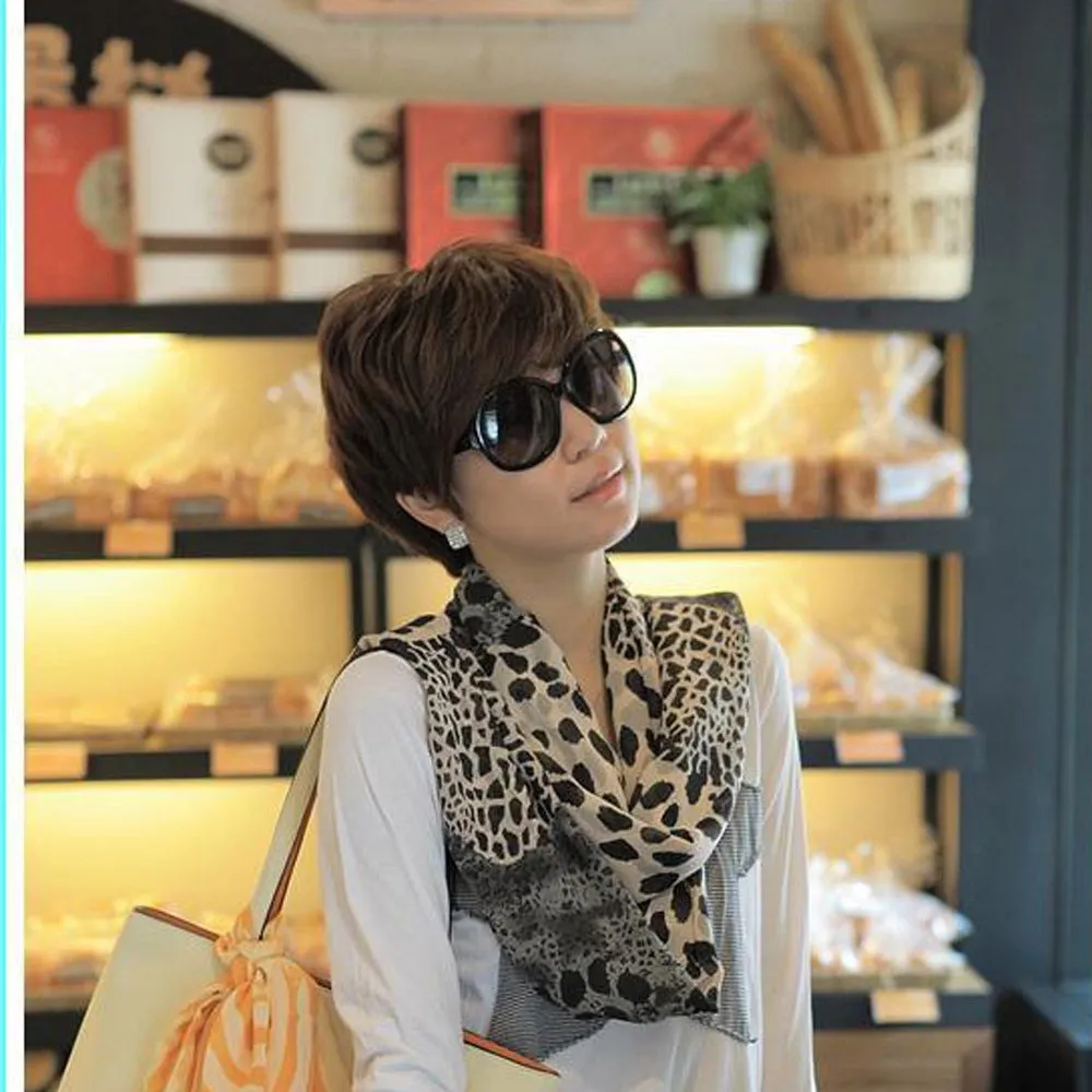 Leopard Print Scarf Women  Little Silk Hair Tie Band Neckerchief Multi-purpose Luxury Chiffon Scarf Woman's Accesories