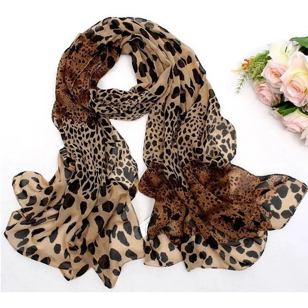 Leopard Print Scarf Women  Little Silk Hair Tie Band Neckerchief Multi-purpose Luxury Chiffon Scarf Woman's Accesories