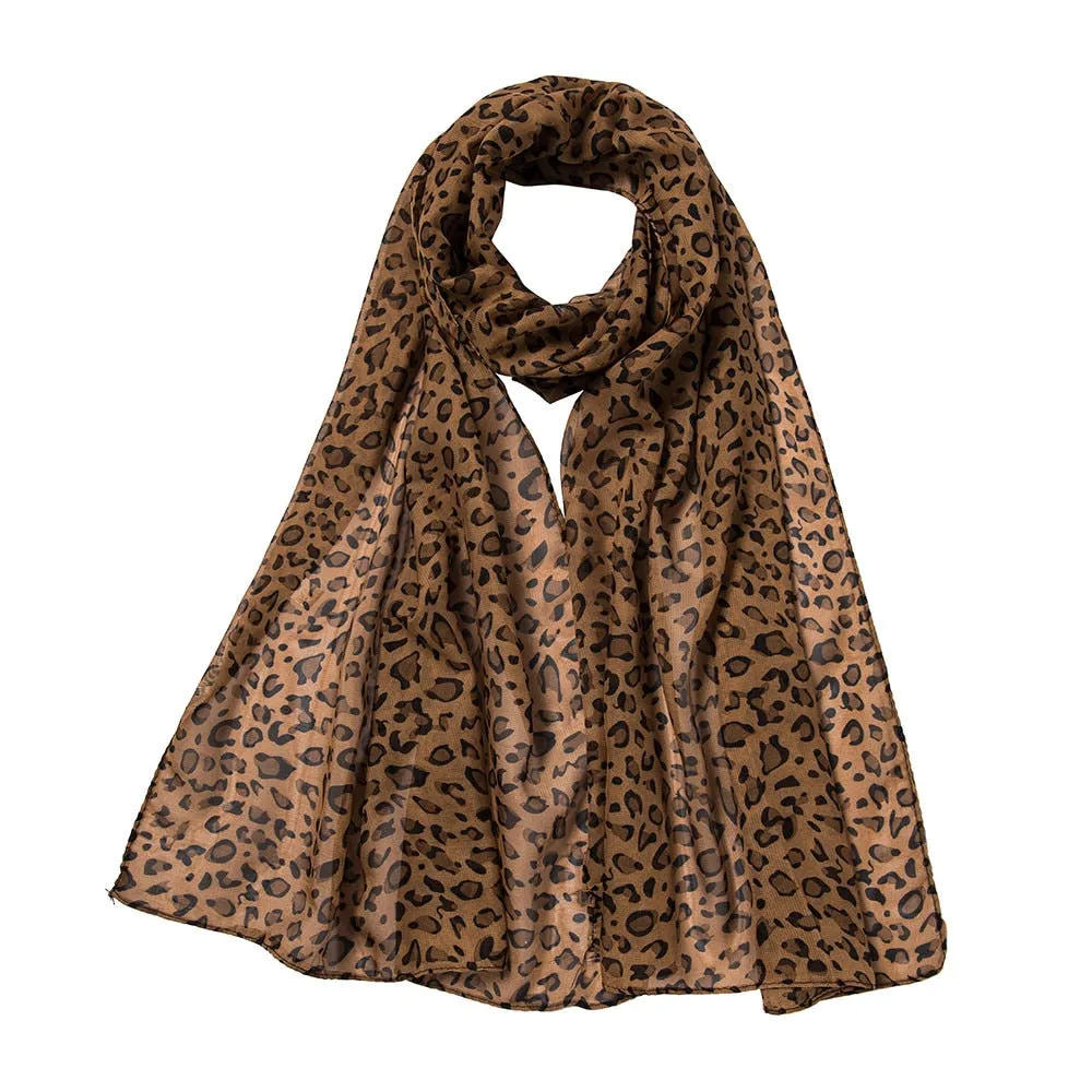 Leopard Print Scarf Women  Little Silk Hair Tie Band Neckerchief Multi-purpose Luxury Chiffon Scarf Woman's Accesories