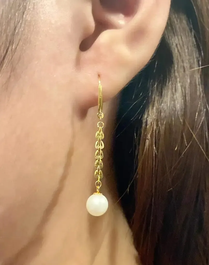 #LVNA2024 | HOPE Golden Feather Pearl Drop Dangling Earrings 18kt