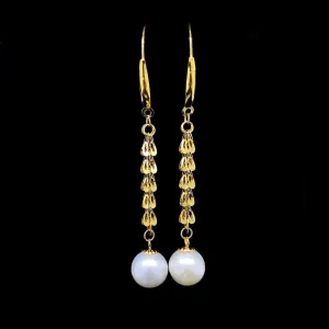 #LVNA2024 | HOPE Golden Feather Pearl Drop Dangling Earrings 18kt