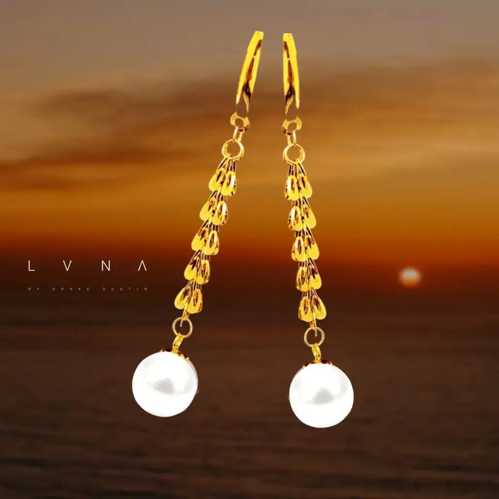 #LVNA2024 | HOPE Golden Feather Pearl Drop Dangling Earrings 18kt