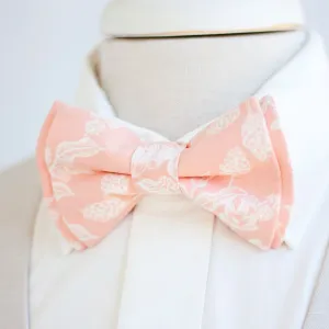 Men's Pre-Tied Bow Tie / Peach Toile