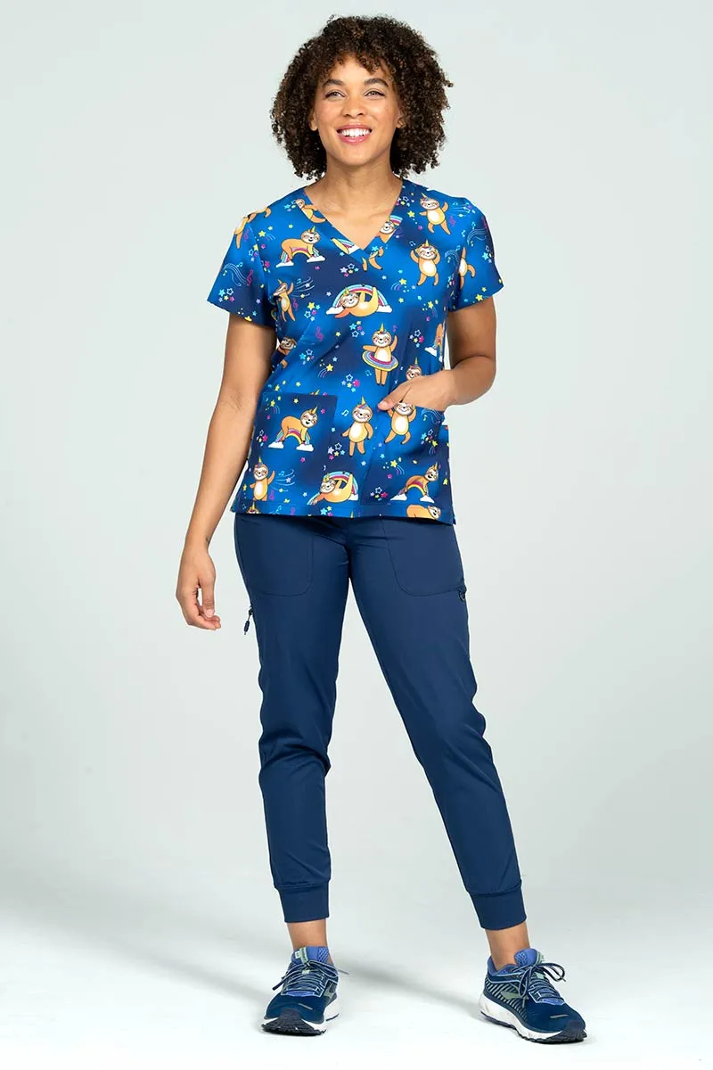 Meraki Sport Women's Print Scrub Top | Sloth Squad