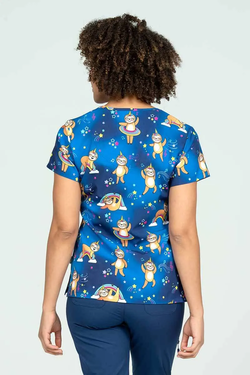 Meraki Sport Women's Print Scrub Top | Sloth Squad