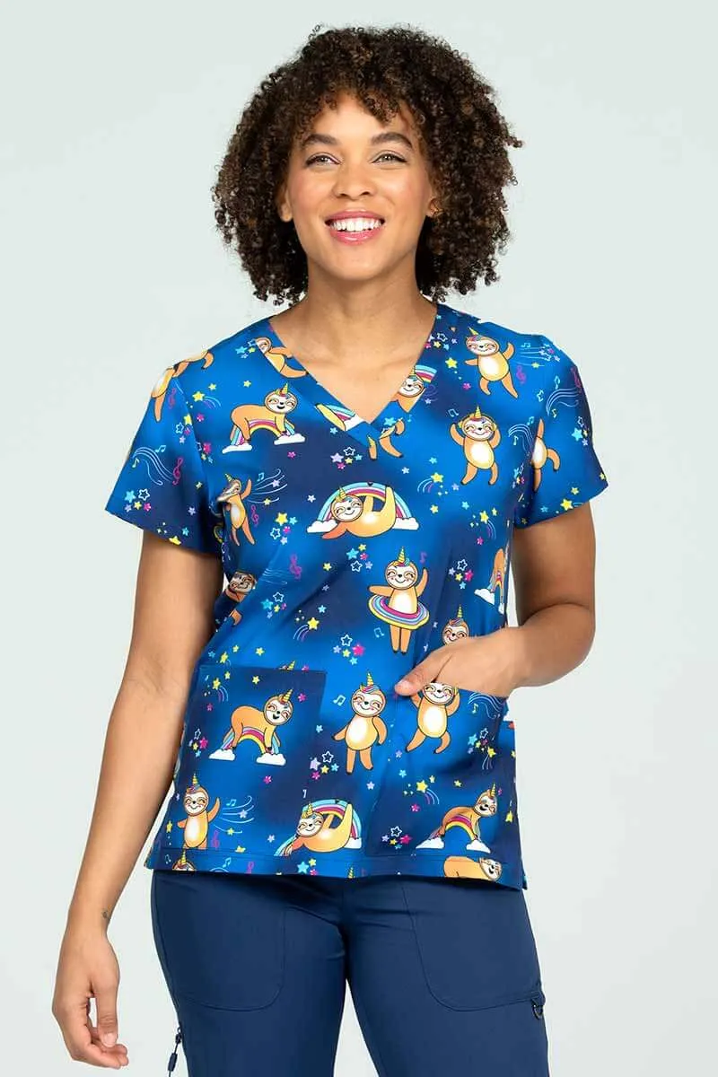 Meraki Sport Women's Print Scrub Top | Sloth Squad