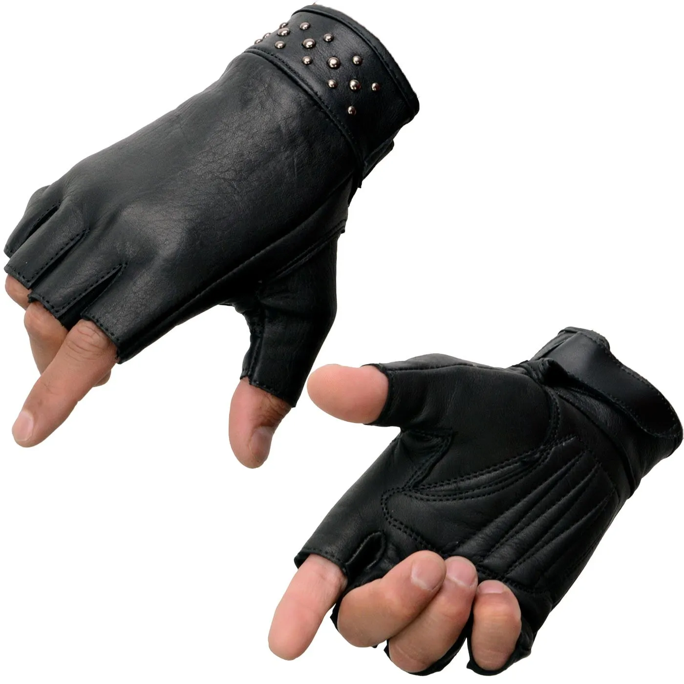 Milwaukee Leather MG7761 Women's Black Leather Gel Palm Fingerless