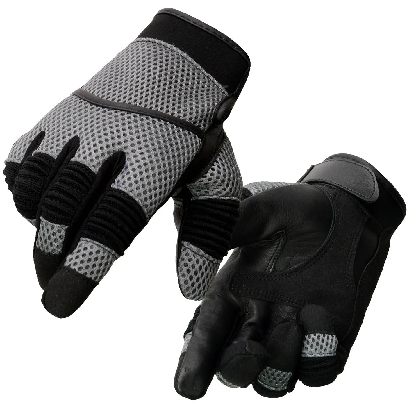 Milwaukee Leather SH791 Men's Black Leather and Grey Mesh Combo Racing