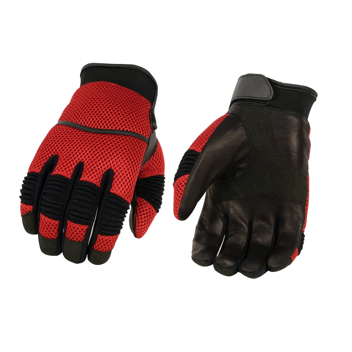 Milwaukee Leather SH791 Men's Black Leather and Red Mesh Combo Racing