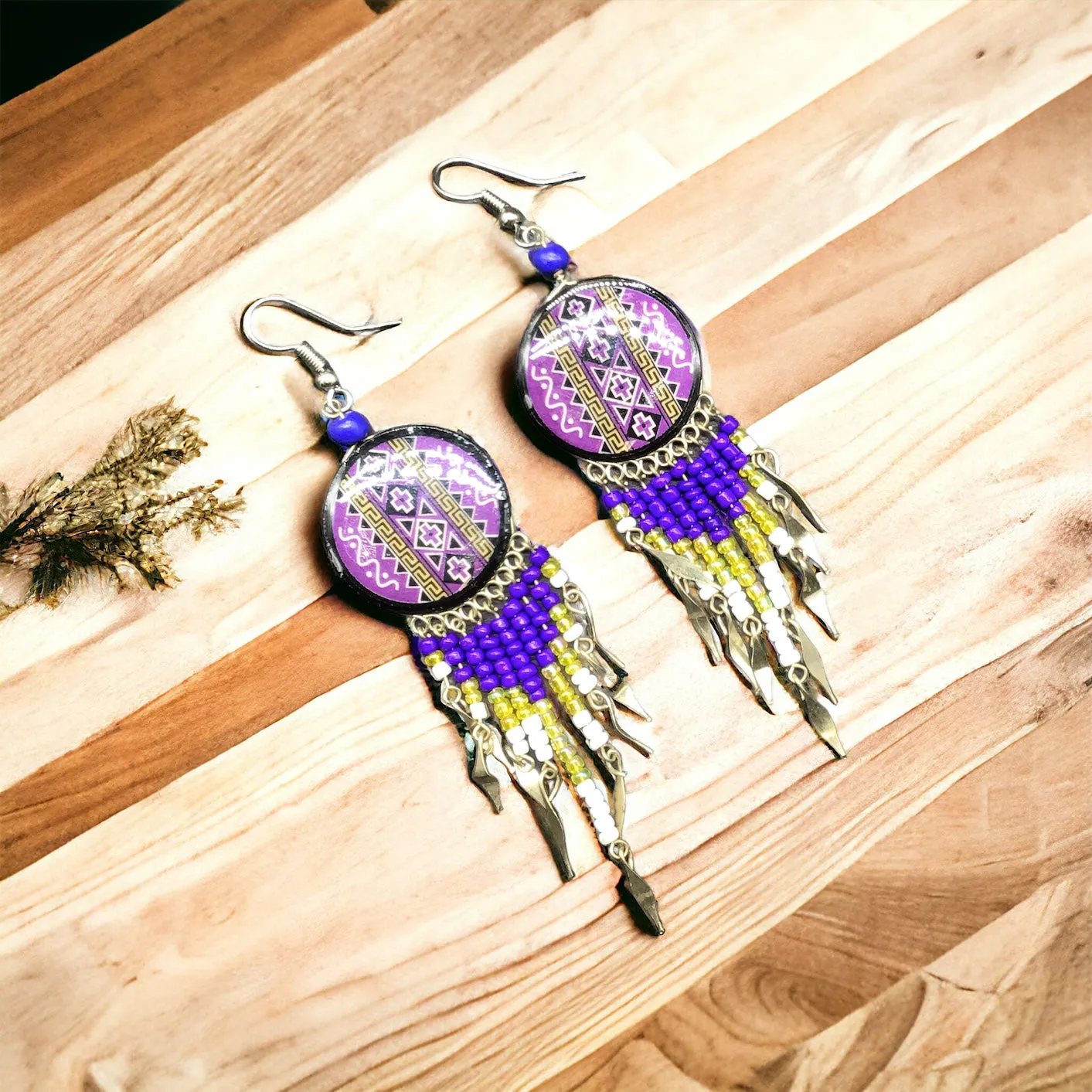 OldTribes™ Southwestern Round Purple Earrings