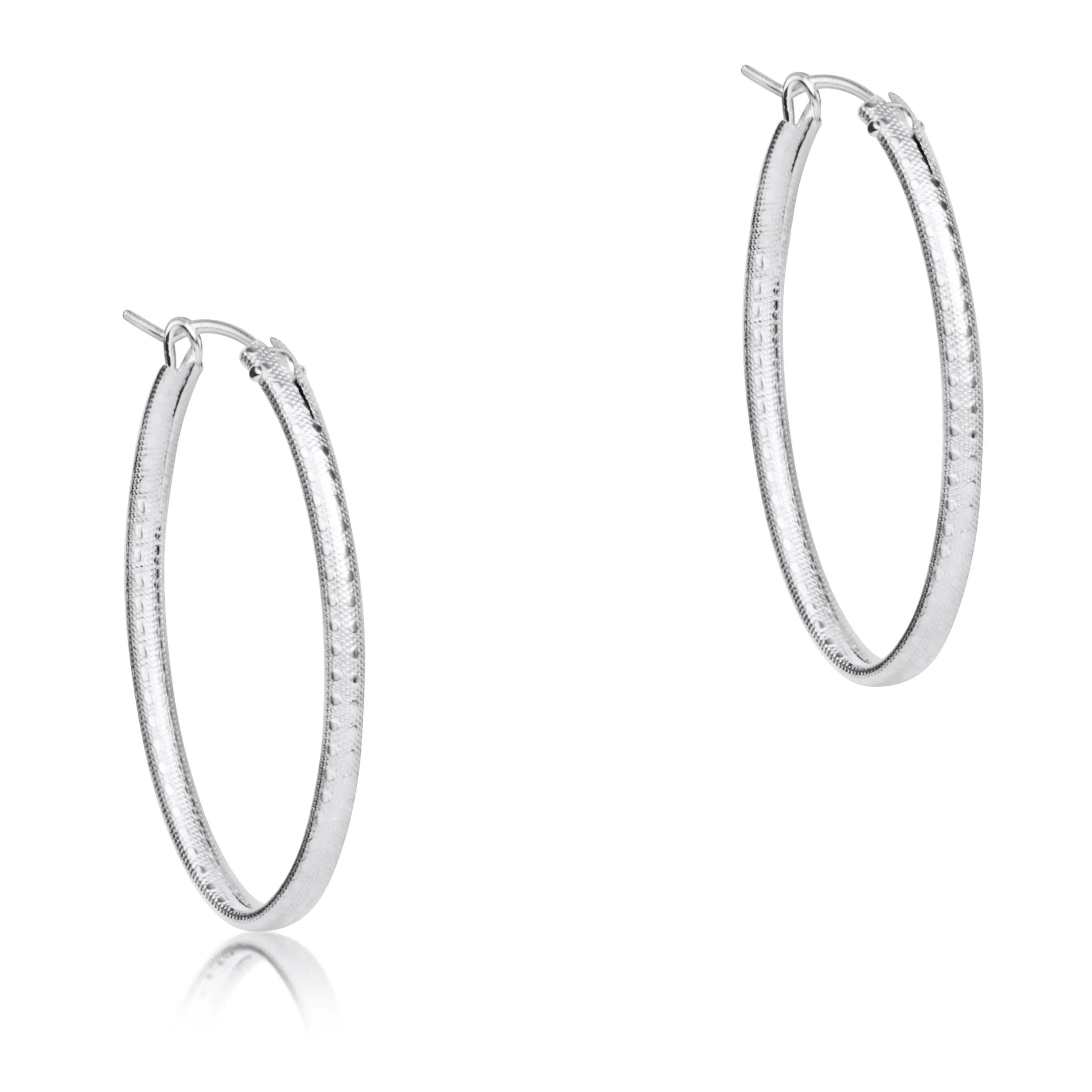 Oval Sterling 1" Hoop- Textured