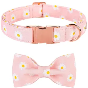 Personalized ID Tag Pink Daisy Summer Dog Collar & Leash