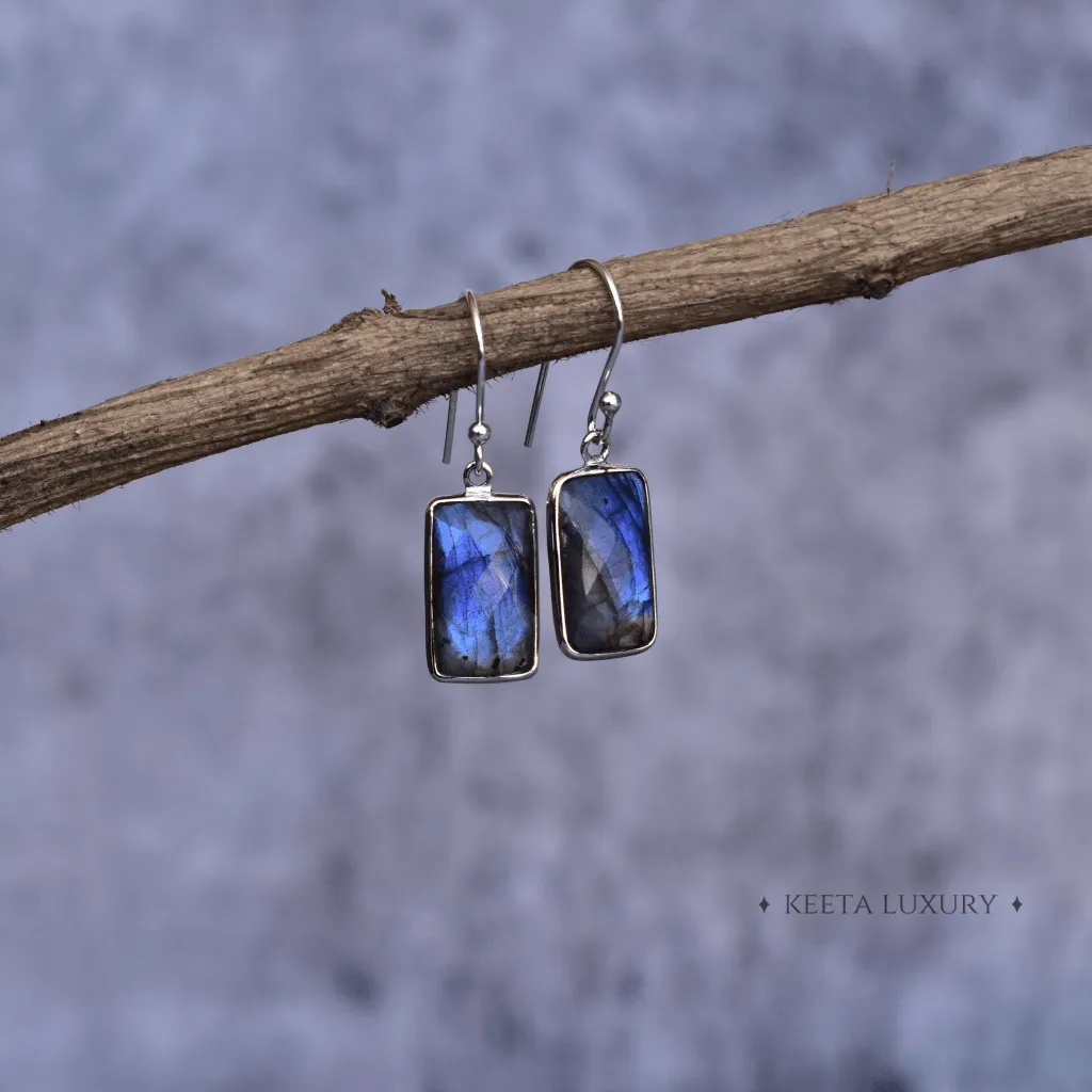 Rectangular Strength - Labradorite Earrings