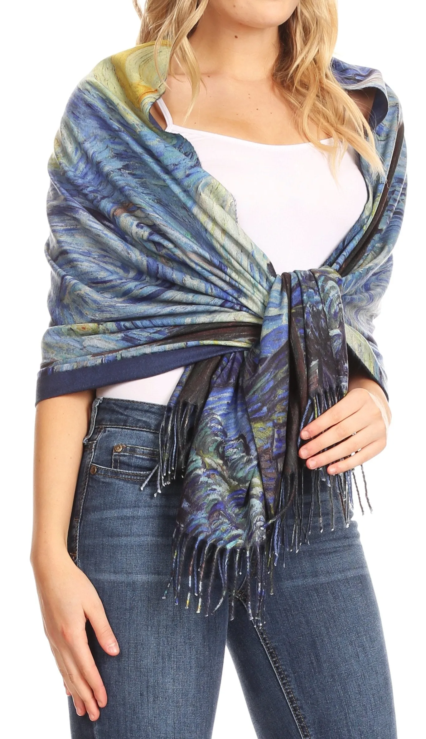 Sakkas Oria Women's Soft Lightweight Colorful Printed Shawl Scarf Wrap Stole