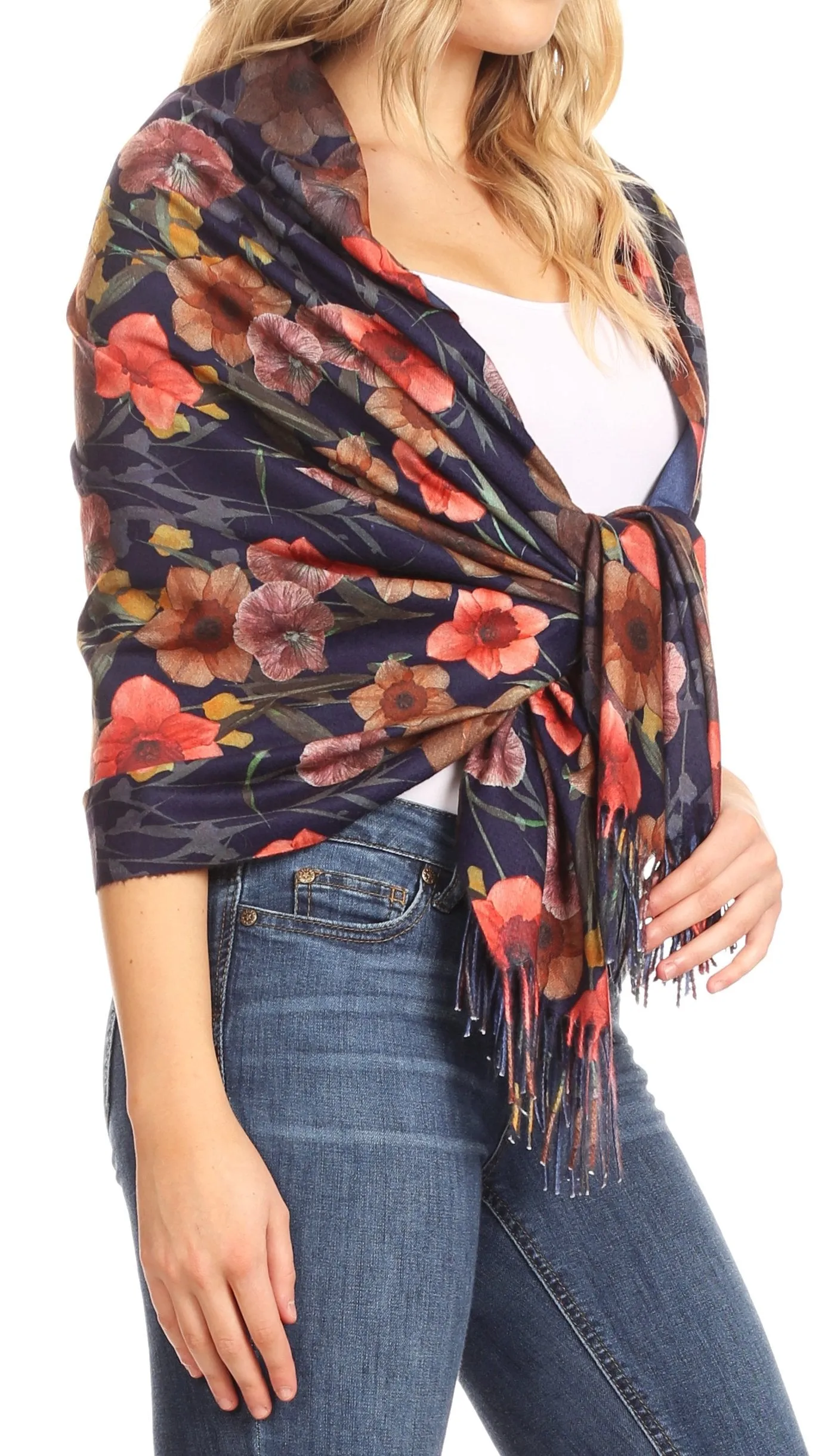 Sakkas Oria Women's Soft Lightweight Colorful Printed Shawl Scarf Wrap Stole