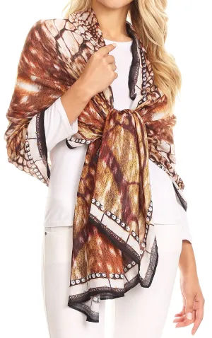 Sakkas Tuma Colorful Printed Lightweight Gauzy Scarf Shawl