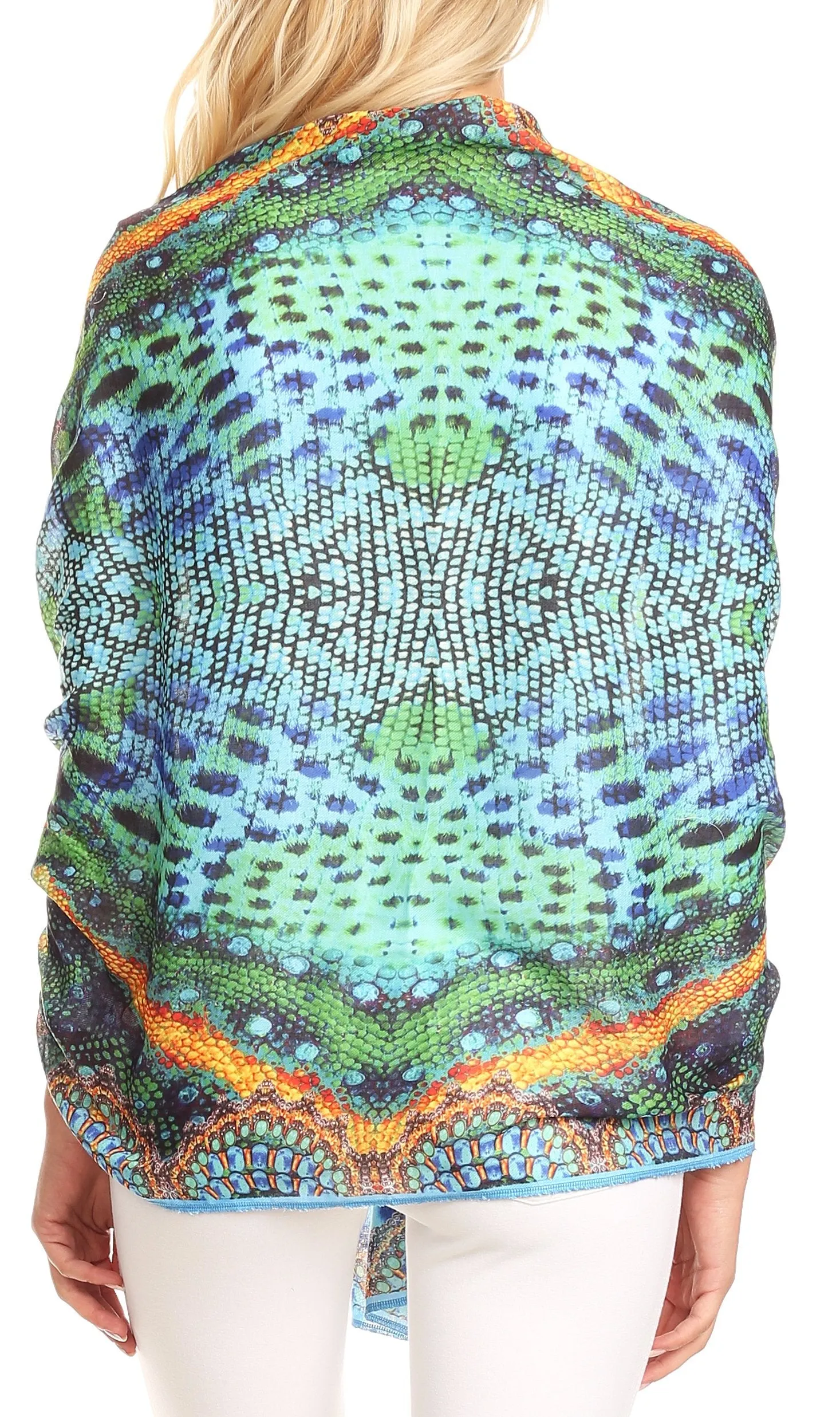 Sakkas Tuma Colorful Printed Lightweight Gauzy Scarf Shawl