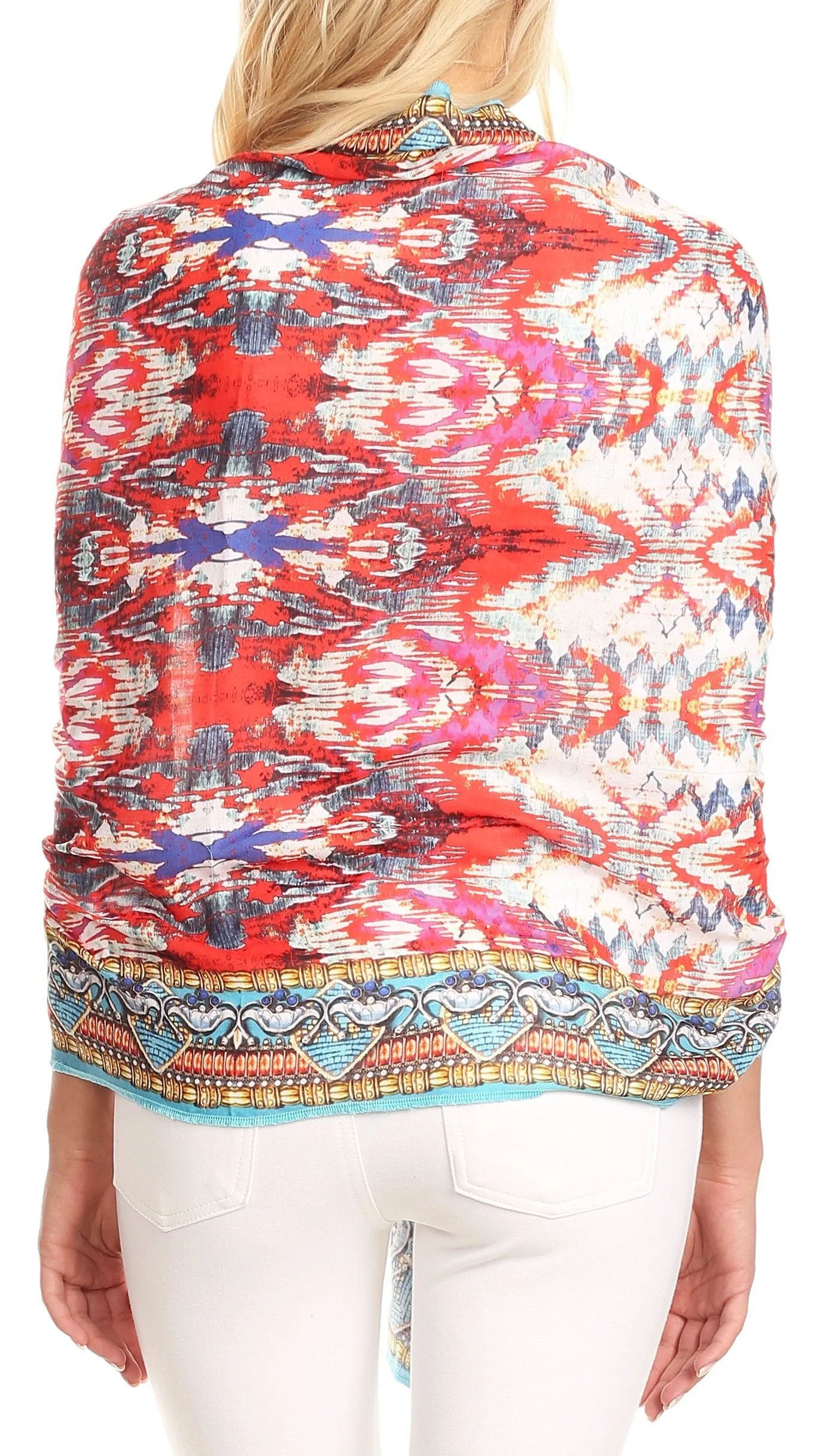 Sakkas Tuma Colorful Printed Lightweight Gauzy Scarf Shawl