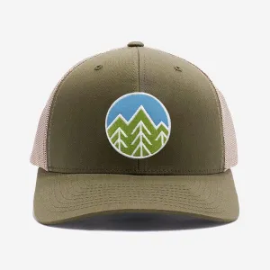 Sky Trees Trucker Hat - Khaki Green