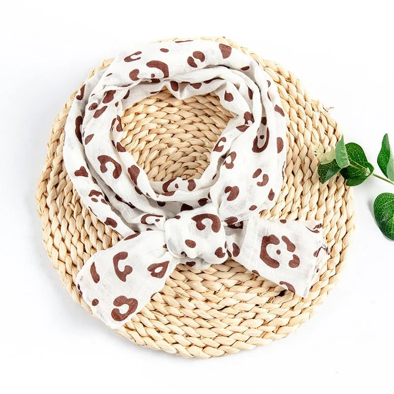 Spring Summer Baby Scarf Cotton Boys Girls Cute Flower Star Linen Scarf Kids Foulard Scarves Children's Shawl Bufandas