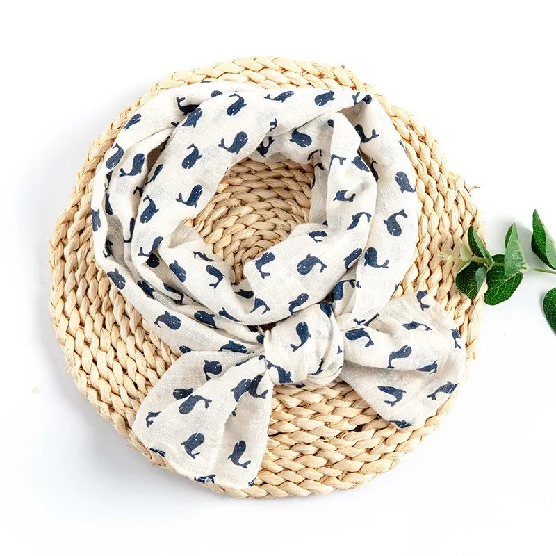 Spring Summer Baby Scarf Cotton Boys Girls Cute Flower Star Linen Scarf Kids Foulard Scarves Children's Shawl Bufandas