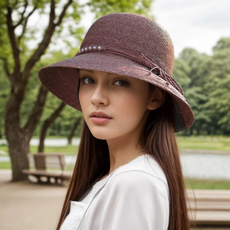 Stylish Lafite Grass Fisherman Sun Hat with Large Brim