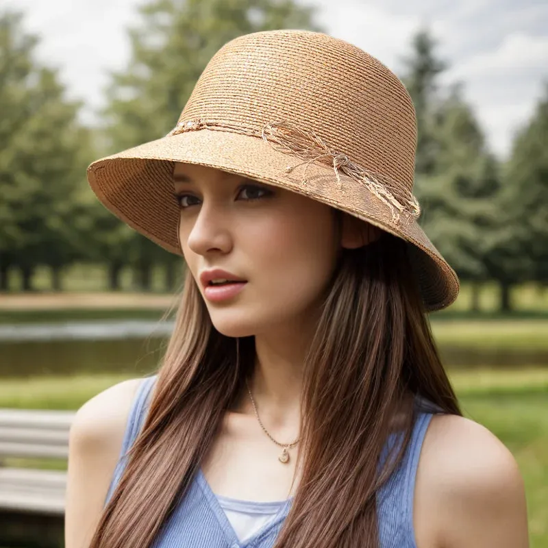 Stylish Lafite Grass Fisherman Sun Hat with Large Brim