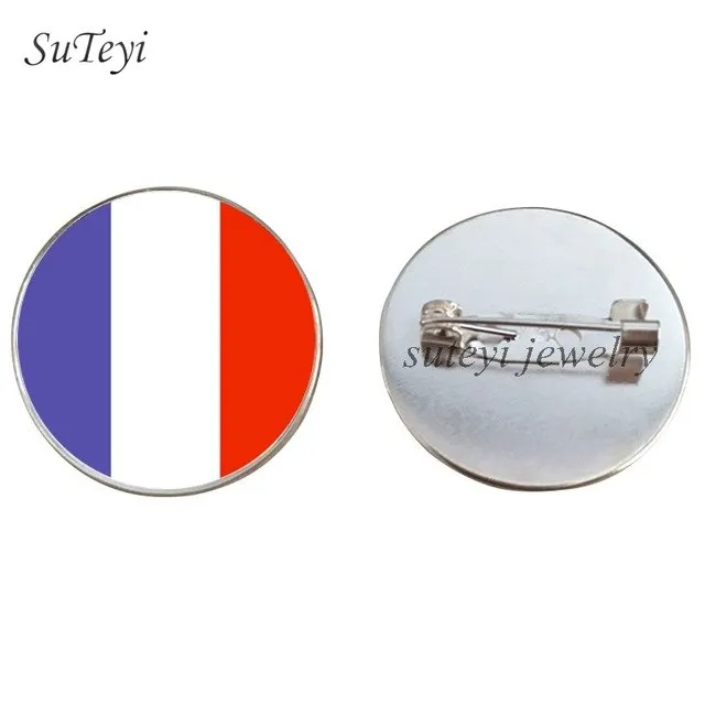 SUTEYI France/Vatican Flag Handmade Brooch Finland/Netherlands/Czech Republic Badges Picture Glass Pins Brooches Women Jewelry