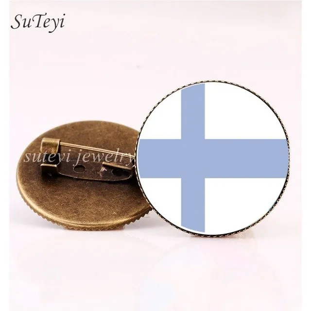 SUTEYI France/Vatican Flag Handmade Brooch Finland/Netherlands/Czech Republic Badges Picture Glass Pins Brooches Women Jewelry