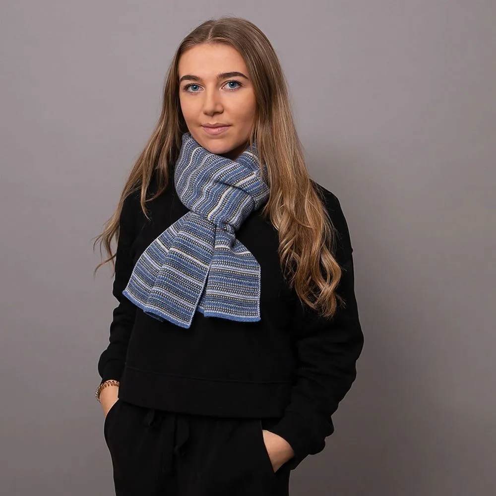 The Burghley - Tweed Jacquard Scarf - Jeans Blue