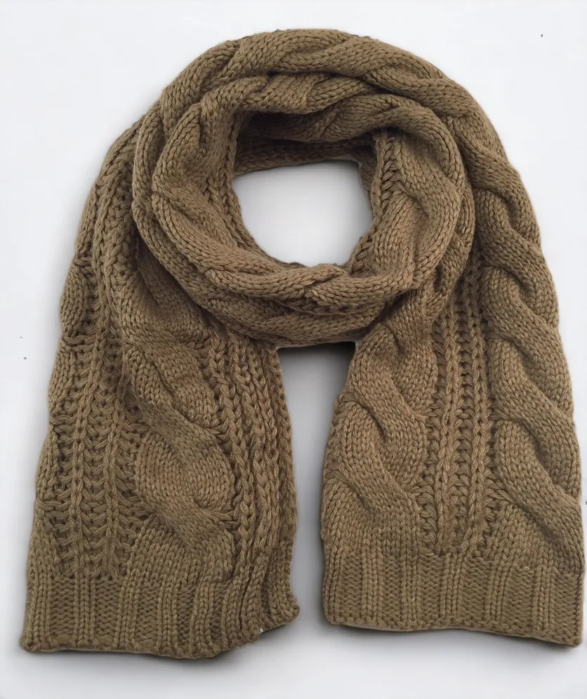 Winter Soft Thick Cable Knit Ribbed Long Scarf For Women and Men