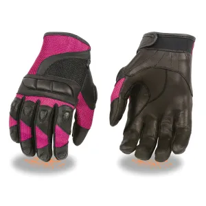 Xelement XG7740 Women's Black with Hot Pink Leather and Mesh Racing