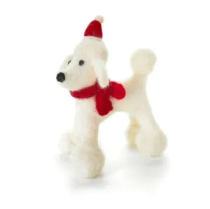 Xmas Decoration Poodle in Hat & Scarf